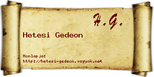 Hetesi Gedeon névjegykártya